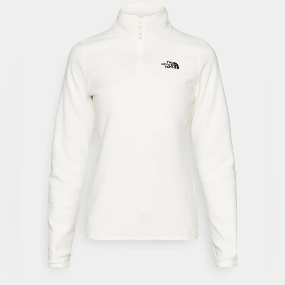 THE NORTH FACE TKA 100 White Fleece Quarter-Zip Pullover Sweatshirt Top Sweater